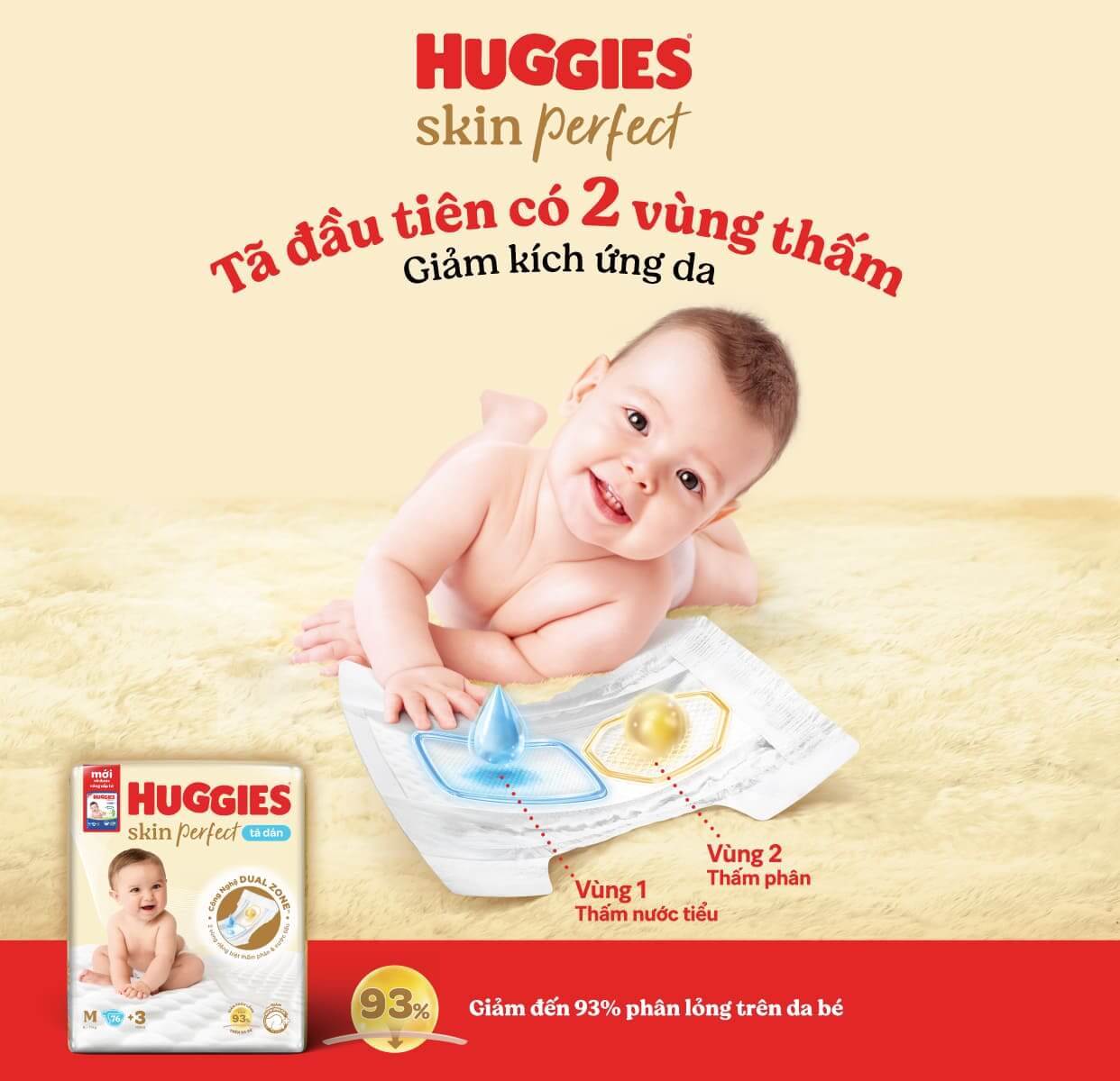 Tã dán Huggies Skin Perfect size M