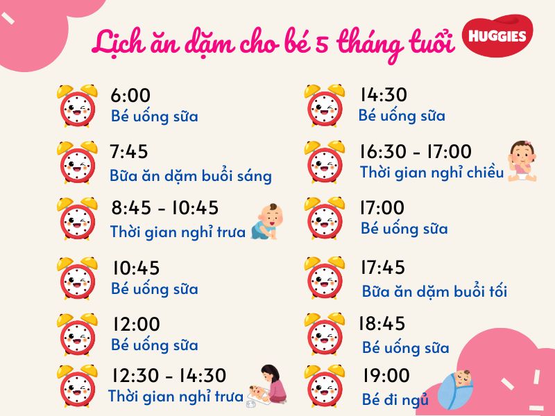 Lịch ăn dặm cho bé 5 tháng tuổi