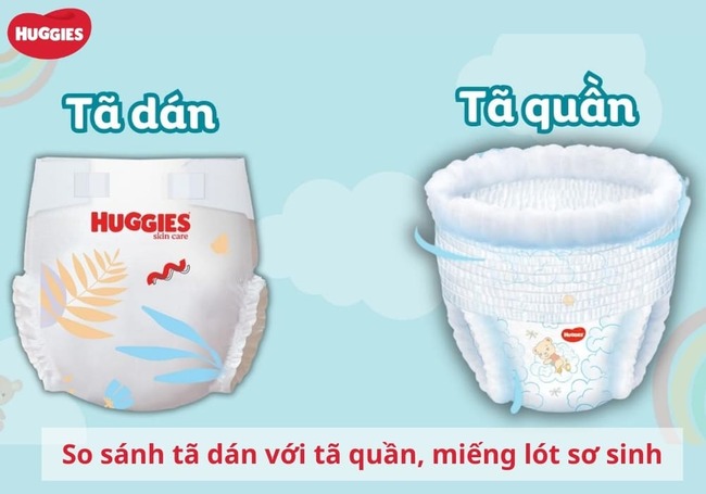 So sánh sự khác nhau giữa tã dán với tã quần, miếng lót sơ sinh