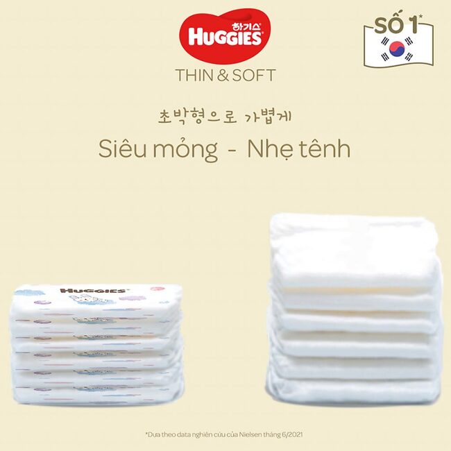 Tã dán Huggies Thin & Soft mỏng nhẹ