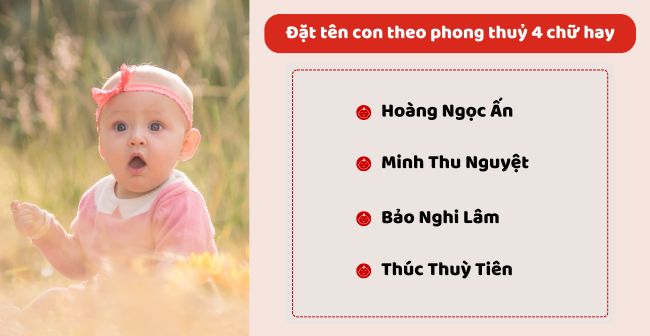 Đặt tên con theo phong thuỷ 4 chữ